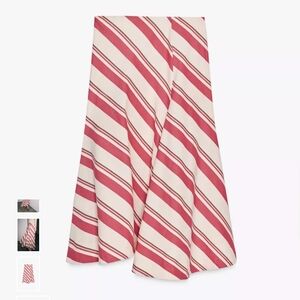 Zara A-Line Skirt with Red and Cream Stripes